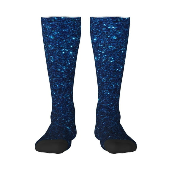 Vsdgher Sparkling Blue Glitter Knee Socks, High Socks Long Stretchy Sock Women Knee High Stocking, Long Socks for Women