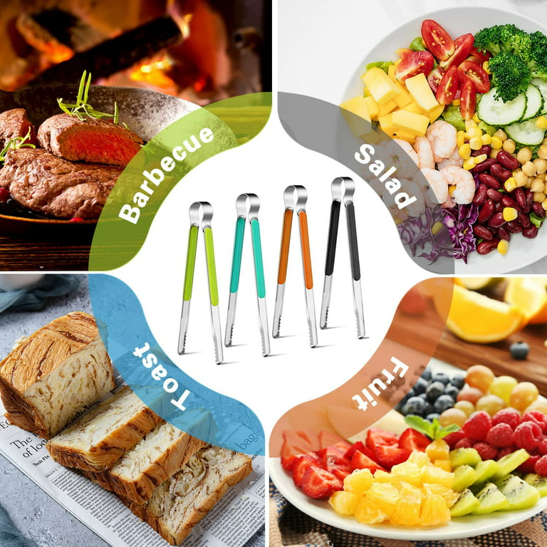 Non-slip Stainless Steel Food Tongs Meat Salad Bread Serving Clip