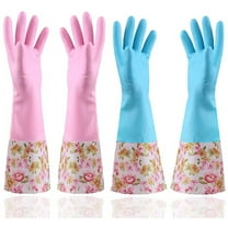 King Finger Cleaning Gloves Household Waterproof Latex Dish Washing Gloves 2 Pairs Medium Blue