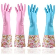 Dishwashing Gloves Household Cleaning Waterproof Latex Dish Gloves 2 Pairs Medium