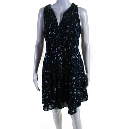 

Pre-owned|CeCe Womens Sleeveless Pleated Floral Dress Blue Size 10