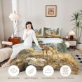 thumbnail image 3 of Castle Fairy Watercolor Camping Deer Full Size Comforter Sets 3-Piece,Pine Mountain Tent Meadow Bedding Comforter Set,Brown Sage Cream,Black Reversible,1 Comforter and 2 Pillowcases, 3 of 6