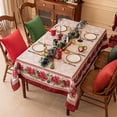thumbnail image 5 of Softalker Christmas Jacquard Rectangle Tablecloth, Winter Red Poinsettia Table Cloth, Heavy Weight Fabric Table Cover for Xmas Holiday, Dining, Party Decor, DHRedFlower 60 x 120 Inch, 5 of 6