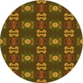 thumbnail image 1 of Ahgly Company Indoor Round Patterned Bakers Brown Area Rugs, 3' Round, 1 of 6