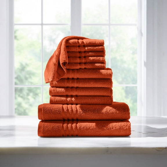 BrylaneHome 12 Piece Zero-Twist Bath Towel Set