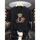 thumbnail image 1 of [Summer Fashion Top] Navy Blue Crew Neck T-Shirt - 100% Cotton Knit Fabric, Slight Stretch, Regular Fit, 220gsm - Basketball & Bear Print, 1 of 6
