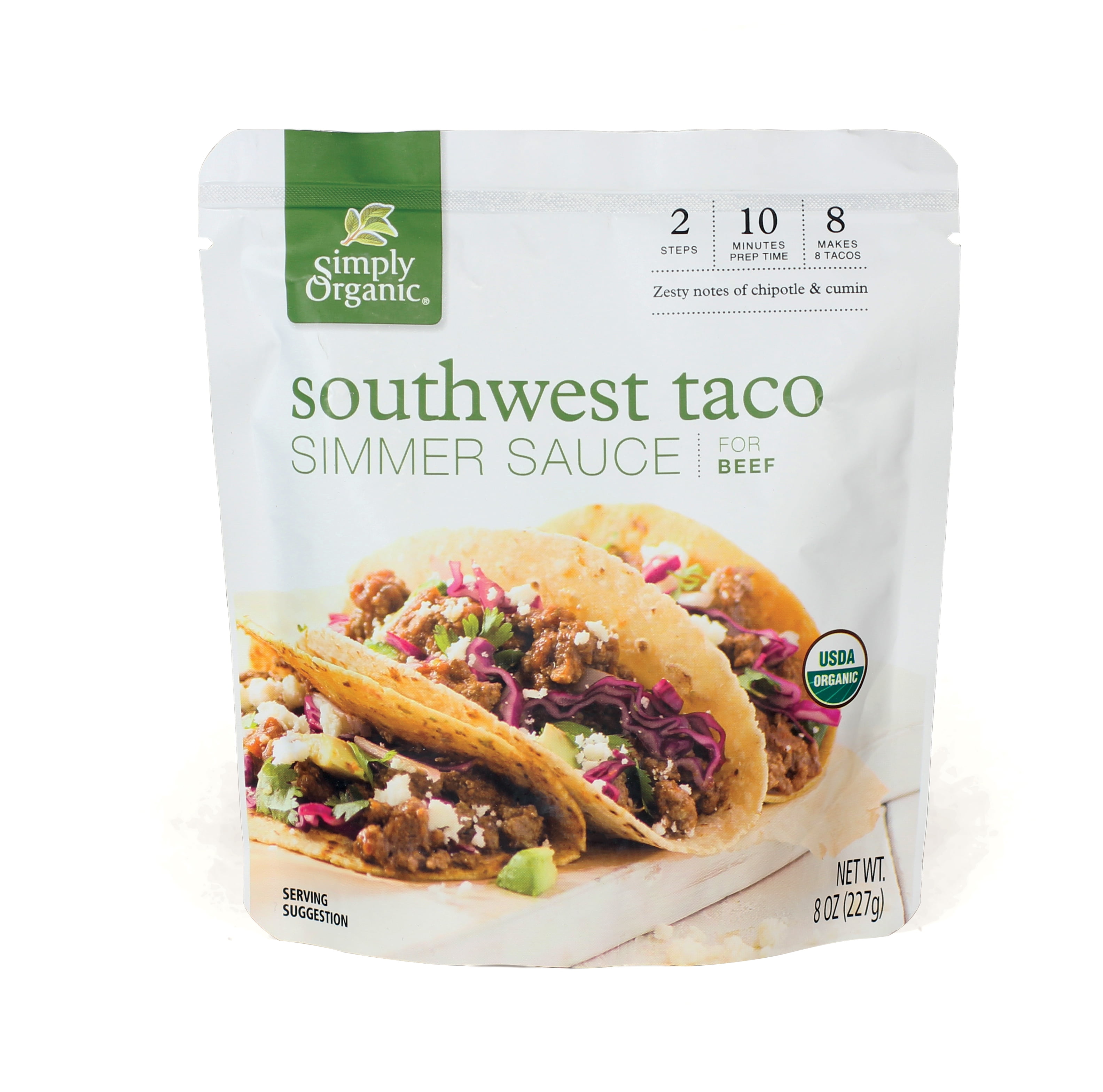 (3 pack) Simply Organic Southwest Taco Simmer Sauce For Beef, 8 oz (227 g)