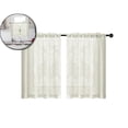 thumbnail image 1 of Spring Linen Textured Kitchen Window Curtains over Sink 25×30 Inch Length Semi Sheer Farmhouse Small Curtains for Cafe Bathroom Basement, Short Rod Pocket Tier Curtains 2 Panels, 1 of 5