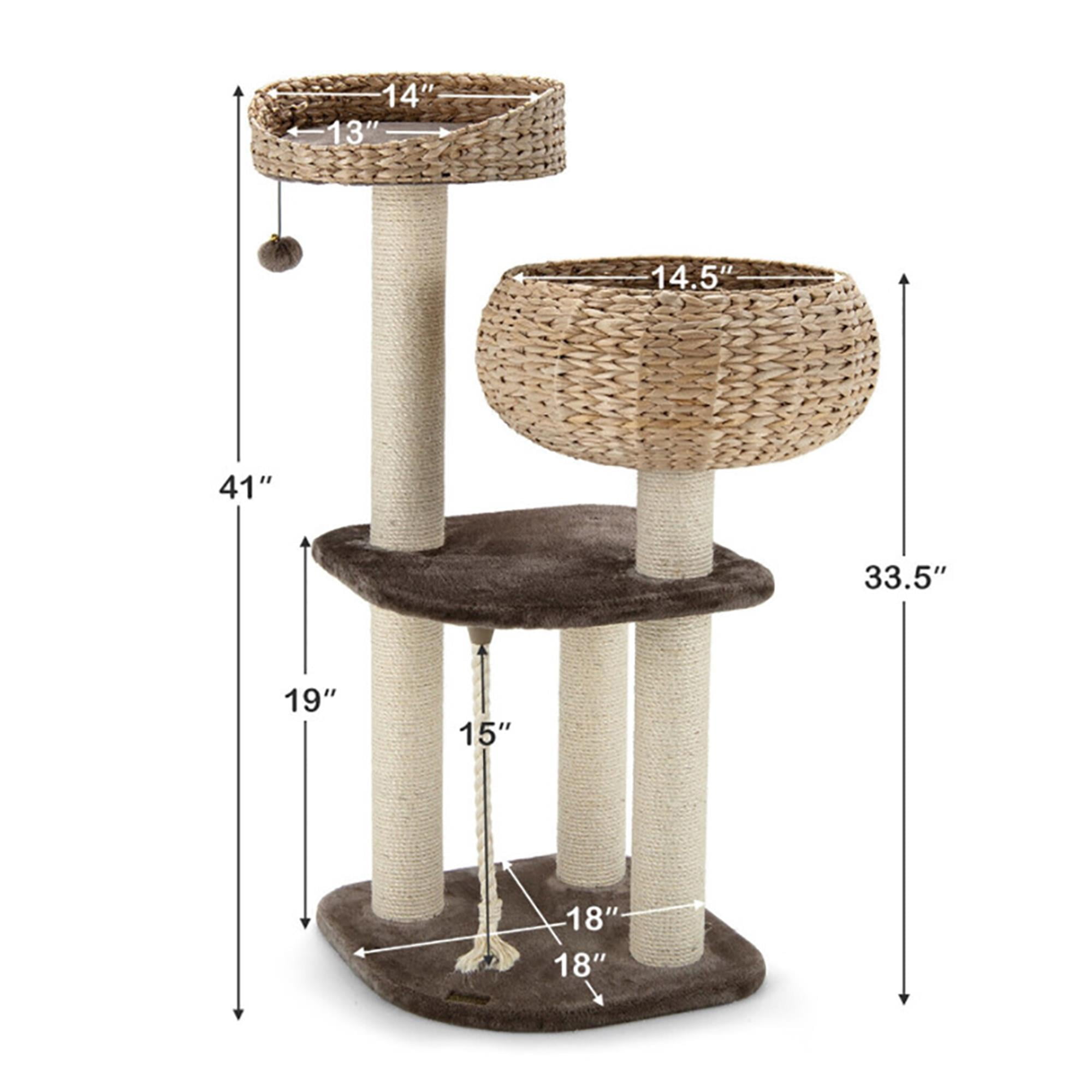 Kadyn 41" Rattan Cat Tree Indoor Climbing Activity Tower with Scratching Posts, Napping Perch, Brown