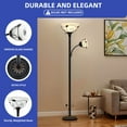 thumbnail image 4 of ModFusion Floor Lamp with Dual lampshades & Durable Iron & Glass, Black, 4 of 9