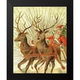 thumbnail image 2 of Souvenir Post Card Company, New York 20x24 Black Modern Framed Museum Art Print Titled - Christmas postcard of Santa Claus and his reindeer, 2 of 5