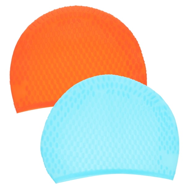 KAKOWELY 2 gorros de natación flexibles con protección para el cabello para hombres y mujeres, gorro de natación de pelo largo.