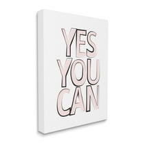 Stupell Industries Yes You Can Phrase Minimal Pink Bold Text Typography Painting Gallery Wrapped Canvas Art Print Wall Art, 16 x 20