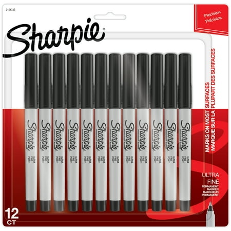 SHARPIE 37002 Permanent Markers, Ultra Fine Point, Red, 12 Count