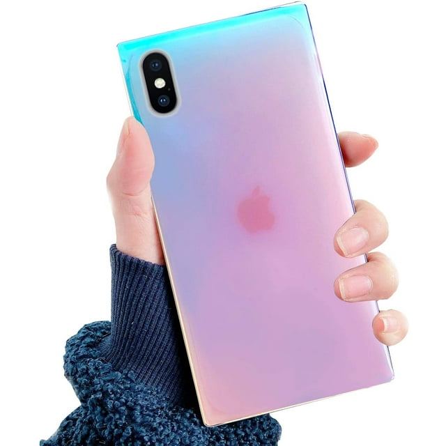 for iPhone Iridescent Case, Fashion Sparkly Laser Color Changing Luxury Design Anti-Fall Slim Thin Soft Flexible TPU Bumper Protective Back Cover Shiny Phone Case (iPhone 12 5.4,Purple)