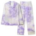 thumbnail image 1 of FAIWAD Gradient 2 Piece Pajama Set Long Sleeve Lapel Shirts and Wide Leg Pants Soft Sleepwear Pajama Set, 1 of 4