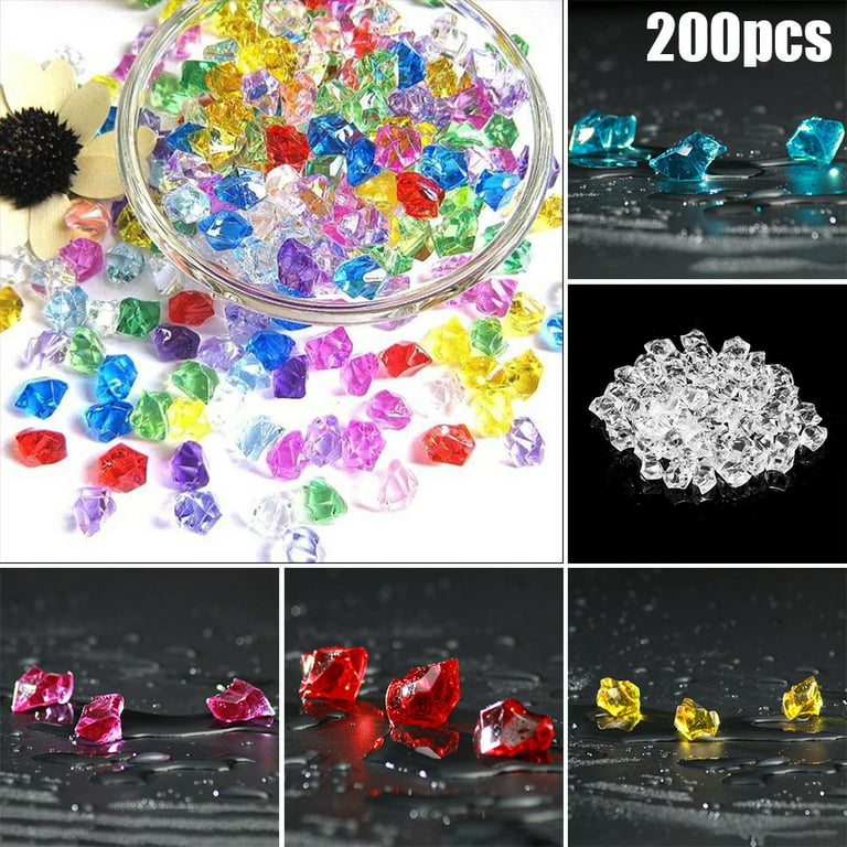 Ruibeauty 200pcs Diamonds Crystals Acrylic Gems Wedding Table Scattering Gemstones Christmas Party Decorations Bridal Shower Vase Fillers