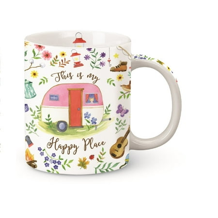 This is My Happy Place Camper Camping Coffee Mug Porcelain 13 (Best Camping Coffee Mug)