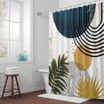 thumbnail image 6 of Bohemian Leaf Shower Curtain for Bathroom Decor, Boho Geometric Stripes Lines Dark Green Waterproof Fabric Shower Curtain, 36"x72" Set with 12 Hooks, 6 of 9