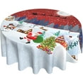 thumbnail image 1 of Christmas Tablecloth, Snowman Winter Tablecloth Round 60 Inch, Tree Santa Sleigh Gifts Moon Snow Table Cloth Farmhouse Red Tablecloths for Picnic Party Outdoor Dining Room Christmas Decorations, 1 of 5