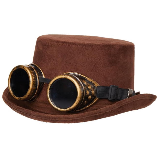 Faux Suede Adult Hat with Goggles, One Size Fits Most