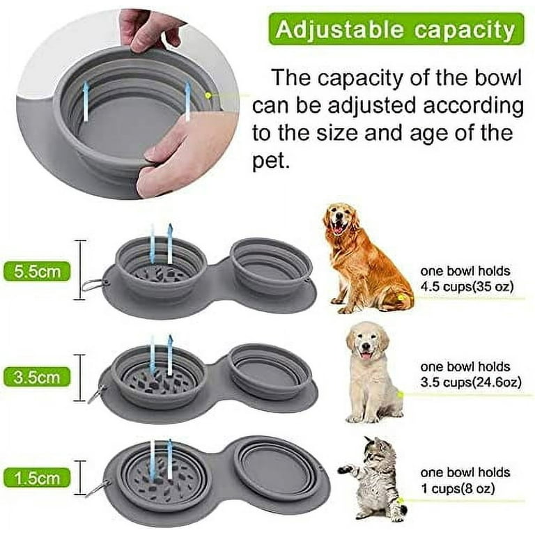 Foldable dog bowl travel dog and cat bowl silicone dog bowl with mountaineering buckle anti greedy dog bowl suitable for outdoor travel of cats