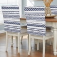 thumbnail image 2 of Navy Blue Geometric Chair Back Covers Set of 8, Modern Art Abstract Stretch Dining Chair Back Slipcovers Removable Seat Cover for Kitchen Restaurant Hotel Cafe, 2 of 9