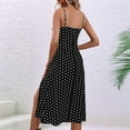 thumbnail image 3 of Womens Polka Dot Sundresses Spaghetti Strap Summer Dresses Slim Fit Side Slit Midi Dress A Line Beach Dress Black L, 3 of 6