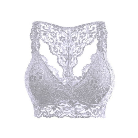 KELINFONG Sexy Racerback Lace Bra for Women Padded Breathable Breathable Bralette Sports Bras Crop Tops