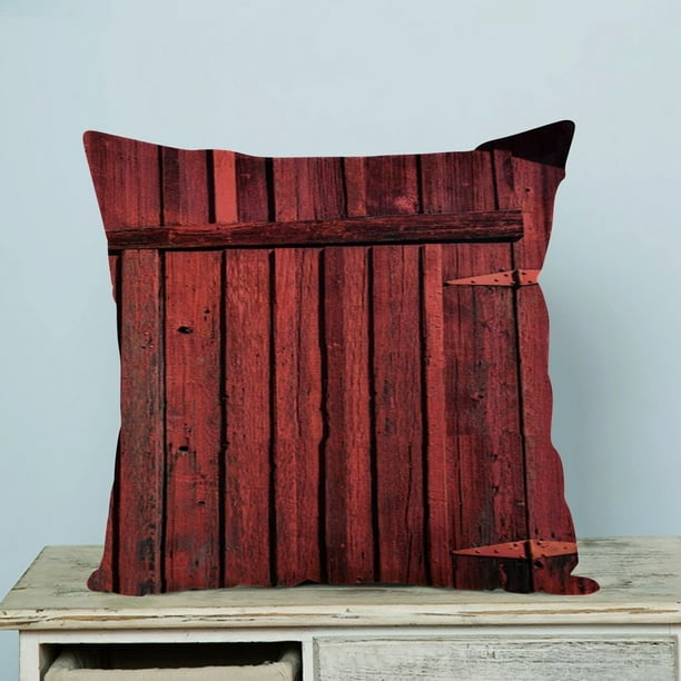 GCKG Old Red Barn Wood Door Pillow Case Pillow Cover Pillow Protector
