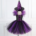 thumbnail image 3 of Disfraz de bruja con sombrero para niña, disfraz de Carnaval de fantasía, ropa de fiesta para niños, vestido de tutú esponjoso, actuación escolar, 2024, 3 of 4