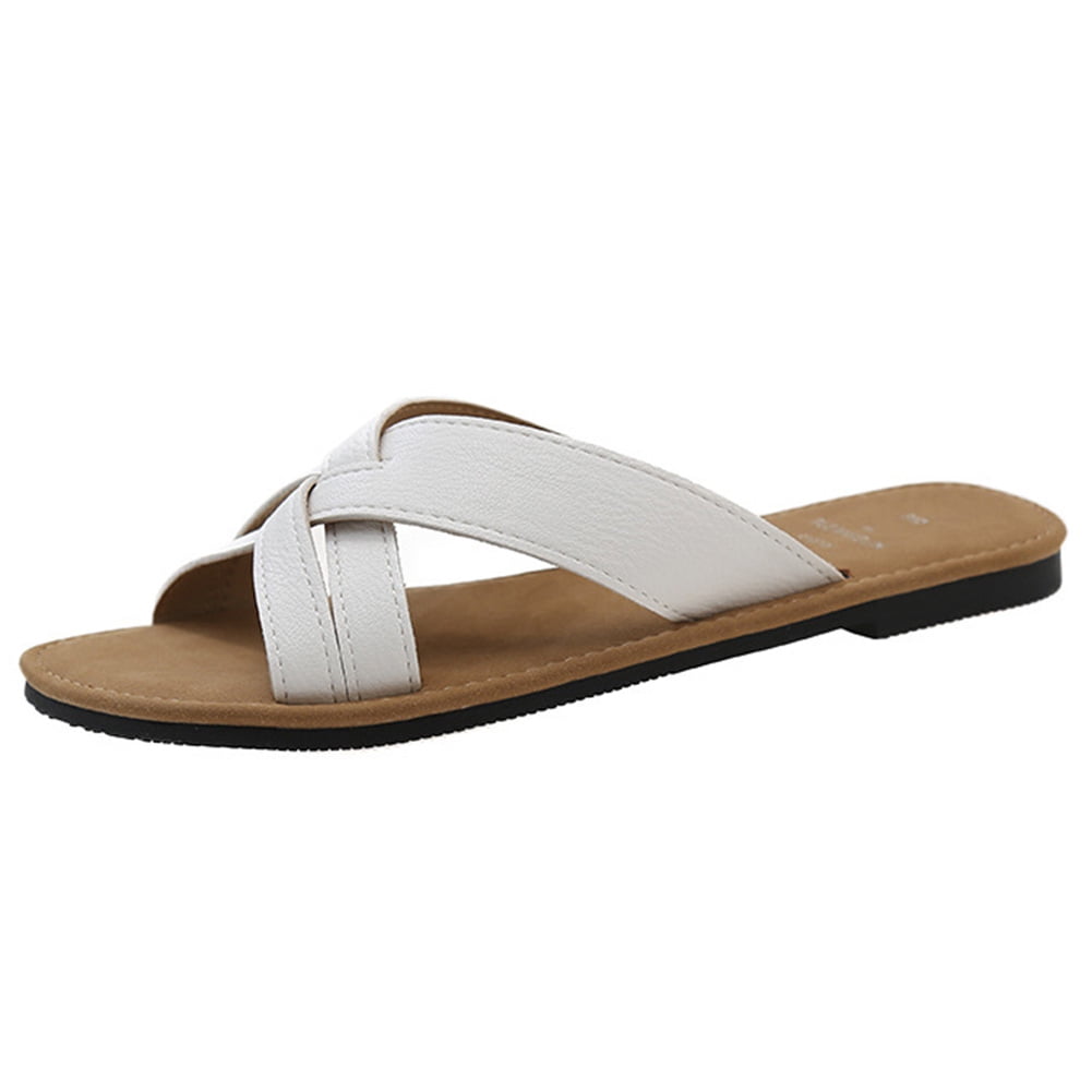 Sandalias De Gladiador Con Plataforma Para Mujer, Zapatos Planos Con Hebilla De Metal Informales De Fondo