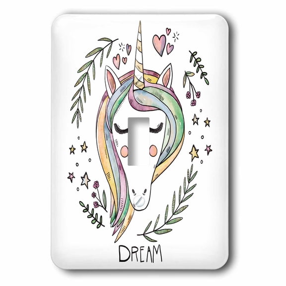 3dRose, Funny Fantasy Unicorn with Floral Nature Dream, single toggle switch