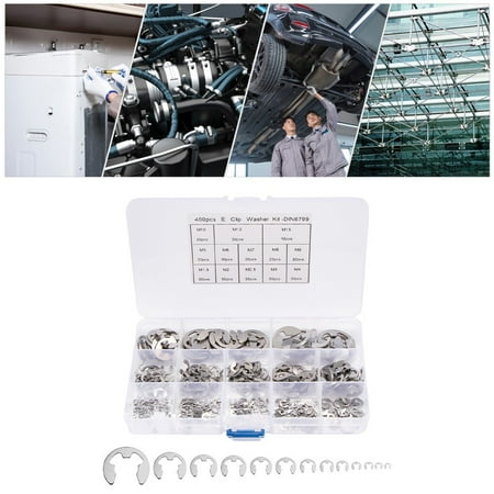 

400 pieces of E type snap ring spring retainer stainless steel kit circlip kit