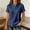 Navy, variant on Womens T Shirts Solid Short Sleeve Notch V Neck Button Top Women Blouses Navy M