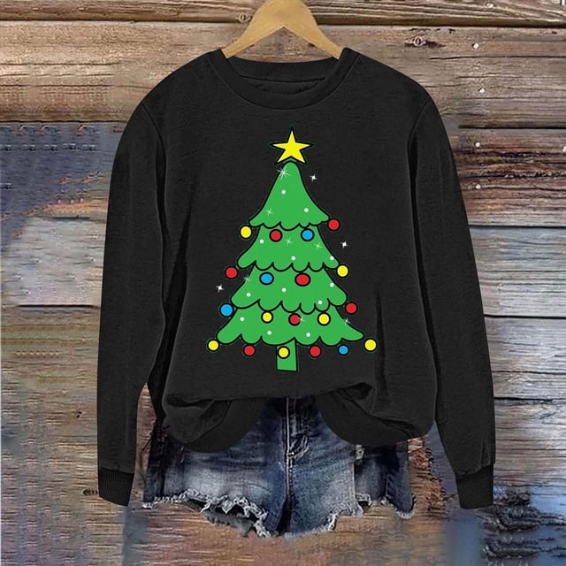 Taylonsss Chandail en Molleton de Noël à Col Rond pour Femmes Manches Longues Chandail Décontracté pour Hiver et Printemps Usage Quotidien