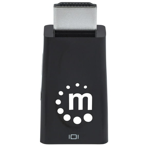 Manhattan HDMI to VGA (with Audio) Converter, 1080p, Male to Female, Micro-USB Power Input Port for additional power if needed, Black, Three Year Warranty, Polybag - Adapter - HDMI male to HD-15 (VGA), mini-phone stereo 3.5 mm, Micro-USB Type B (power only) female - shielded - black - molded, 1080p support