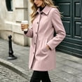 thumbnail image 6 of Women's Classic Wool Coat Lapel Collar Button Front Long Sleeve Mid Length Fall Winter Outerwear, 6 of 8