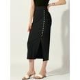 thumbnail image 3 of DARING DIVA Women's Long Pencil Skirt Business Button Decor Midi Skirts S Black, 3 of 6