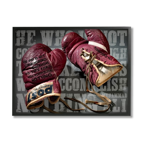 He Who Is Not Courageous Boxing Phrase Sports Graphic Art Black Framed Art Print Wall Art