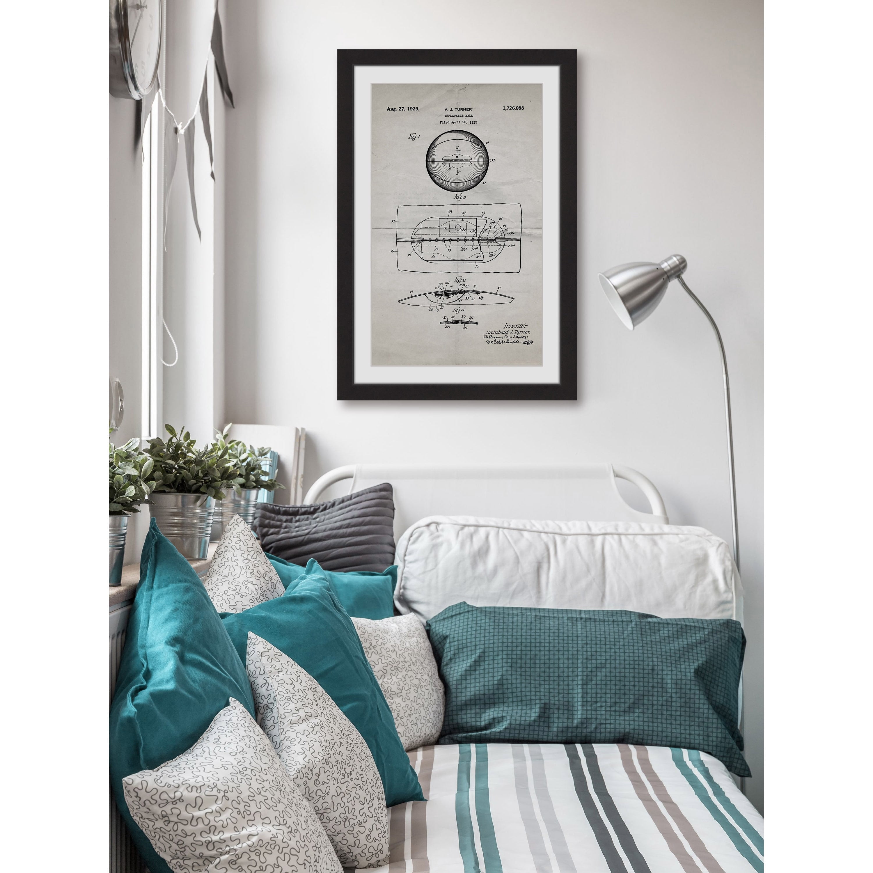 "Basketball 1925 Old Paper" Framed Painting Art Print, 24" x 1.5"