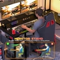 thumbnail image 5 of Homieasy L Shaped Computer Desk with Hutch, Reversible Gaming Desk with Monitor Stand & Storage Shelf, Corner Desks Home Office Desk with Power Outlets & LED Lights, Black, 5 of 8