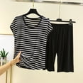 thumbnail image 2 of NMMUED Two Piece Sets for Women Two Piece Short Set for Women Pj Sets for Woman Capri Sets Women 2 Piece Outfits Loungewear, Black L, 2 of 4