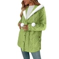 thumbnail image 4 of UQJfacai Fleece Jacket Women Faux Fur Trim Casual Button Up Fuzzy Hooded Long Sleeve Cardigan Sweaters Warm Sherpa Coat Outerwear, 4 of 8