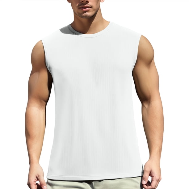 Camiseta interior de manga corta de seda helada para hombre - Malla cuadriculada, transpirable, poliéster - Ajuste musculoso, M-XXXXXXL, largo 65-79 cm