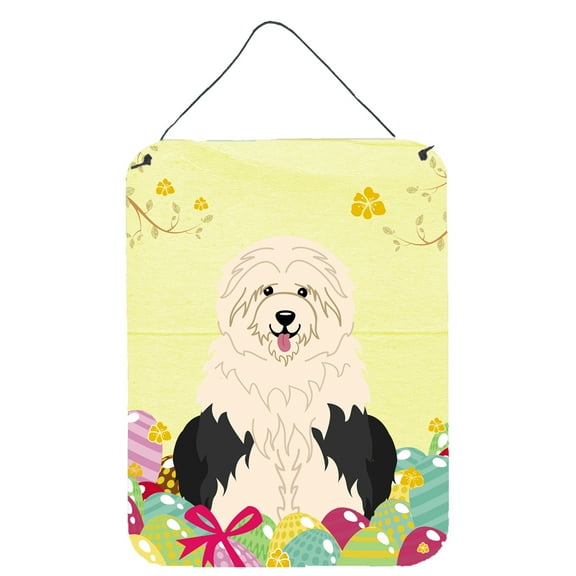 Carolines Treasures BB6096DS1216 Easter Eggs Old English Sheepdog Wall or Door Hanging Prints