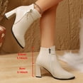 thumbnail image 5 of Lovzfmll Ankle Boots for Women, Plus Size Pointed Toe High Heel Metallic, Block Heel Casual Fall Chelsea Leather Boots Booties Beige Boots, 5 of 9