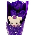 Abbie Home Flower Bouquet 3 Scented Soap Roses Gift Box with Cute Teddy