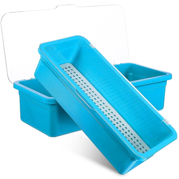 FOMIYES 2-Pack Plastic Silverware Tray with Lid, Flatware Organizer for Kitchen Drawer and Tableware Storage