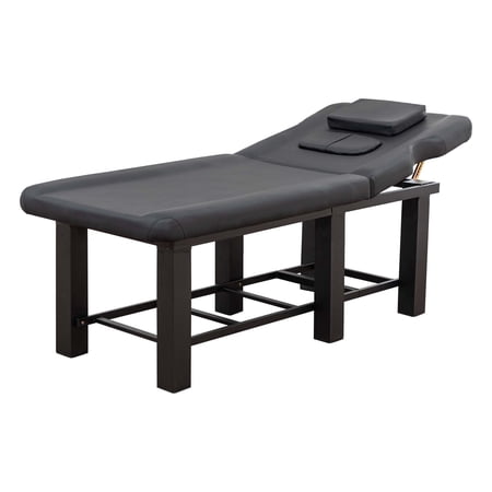 Spa Salon Massage Table with Bottom Storage, Adjustable Backrest (0-15°) & Detachable Headrest, High-Resiliency Waterproof Cushion, Heavy-Duty Steel Frame with Corner Protectors, 330 lbs Capacity